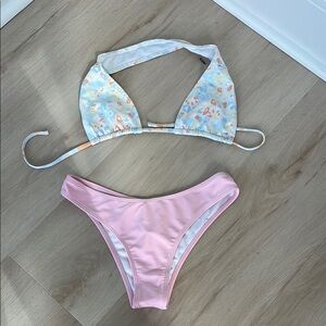 Floral Bikini Top and Pink Bottom